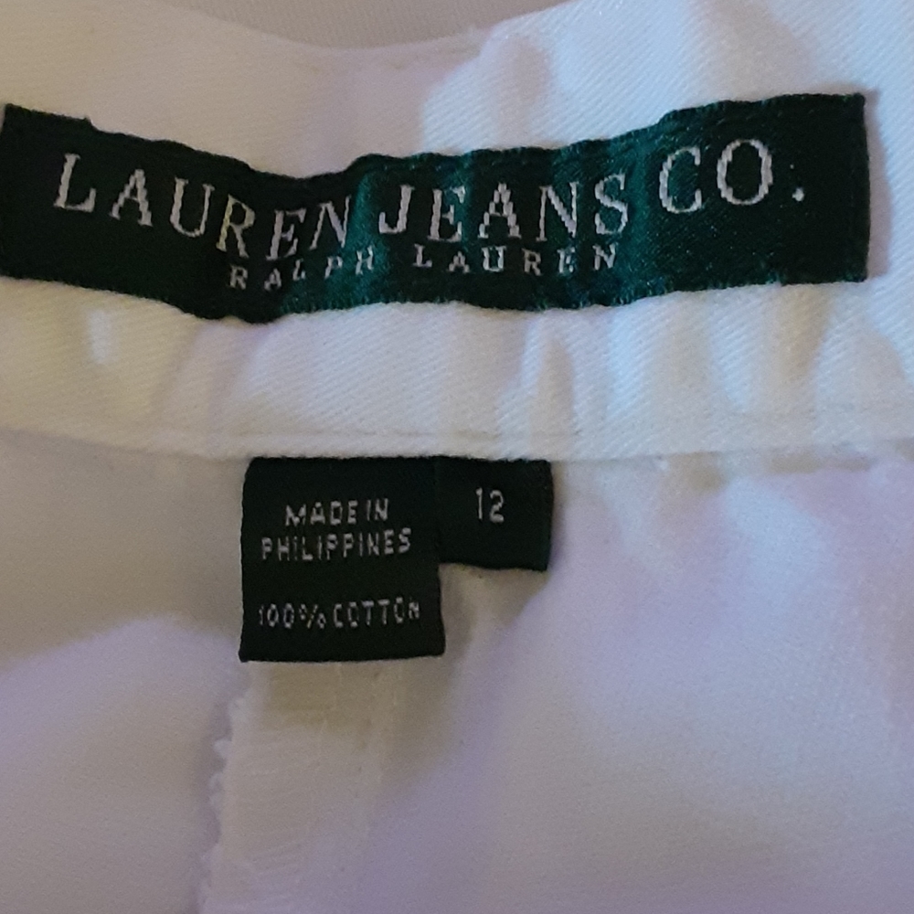 Lauren Ralph Lauren white 100% cotton shorts belt loops pockets size 12 EUC… - Picture 4 of 7